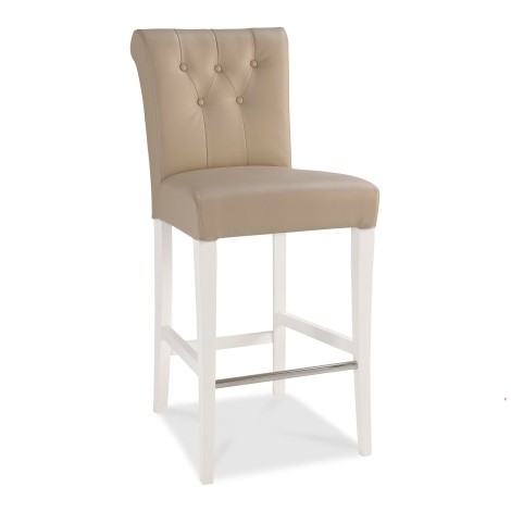 Hampstead Two Tone - Upholstered Bar Stool - Ivory Bonded Leather - Pair