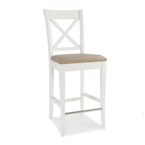 Hampstead Two Tone - X Back Bar Stool - Ivory Bonded Leather - Pair