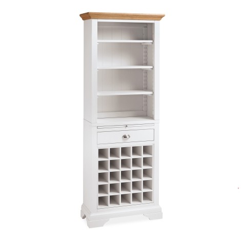 Hampstead Two Tone - Tall Wine Rack - 25 Bottles - Natural Oak Top - Ivory Painted Wooden Base