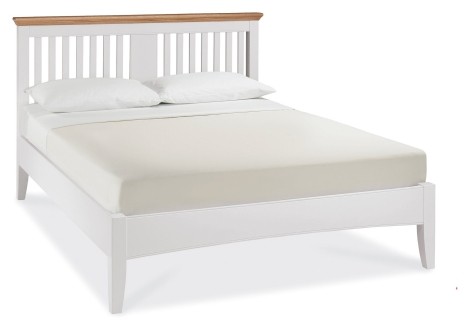 Hampstead Two Tone - 4'6" Double Bedstead - 135cm  - Natural Oak Top - Ivory Painted Wooden Base