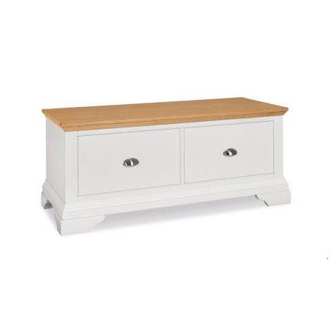 Hampstead Two Tone - Blanket Box - Natural Oak Top - Ivory Painted Wooden Base