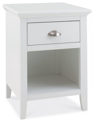 Hampstead White - 1 Drawer Nightstand / Bedside Cabinet / Lamp Table - Painted Finish