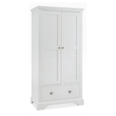 Hampstead White - Double Wardrobe - 2 Door 1 Drawer - Painted Finish