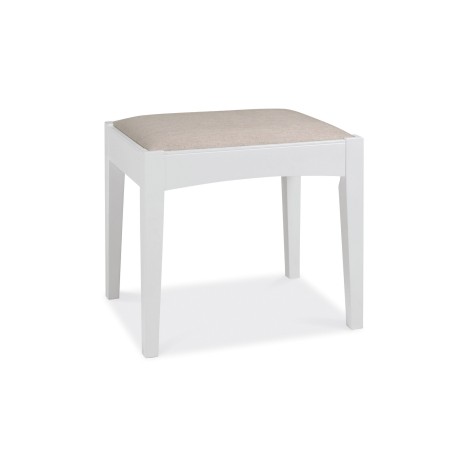 Hampstead White - Dressing Table Stool - Pebble Grey Fabric - Painted Finish