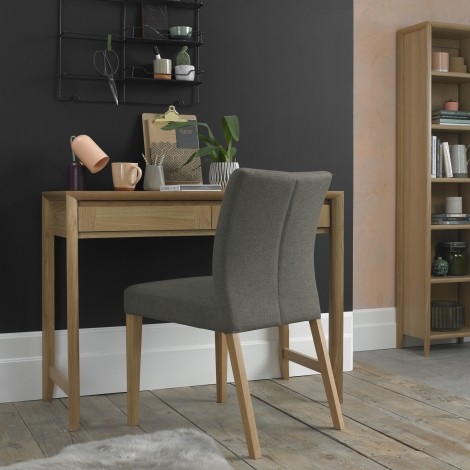 Bergen - Oak - 1 Drawer - Desk Table - Curved Tapering Legs