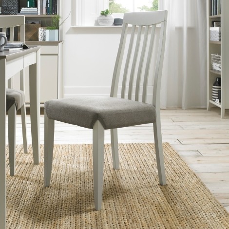 Bergen - Grey Washed - Slat Back Chair - Titanium Fabric (Pair) - Curved Tapering Legs 