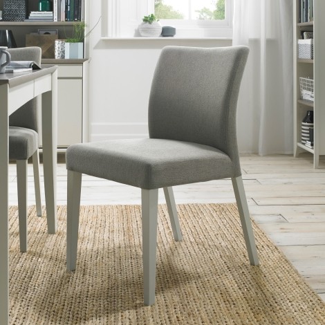 Bergen - Grey Washed - Upholstered Chair - Titanium Fabric (Pair) - Curved Tapering Legs 