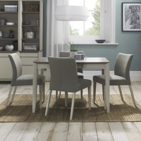 Bergen Grey Washed Oak 2-4 Seater Table & 4 Chairs in Titanium Fabric