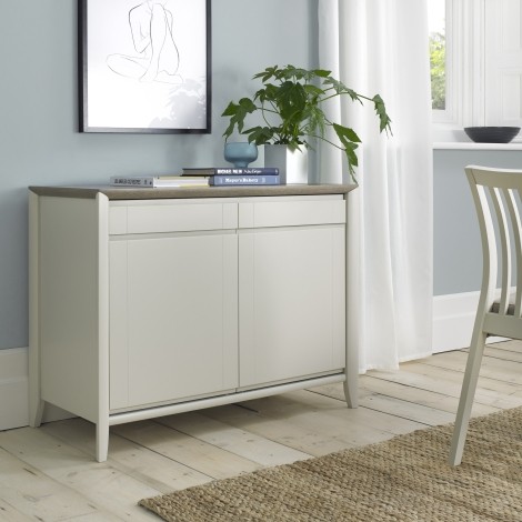 Bergen - Grey Washed Oak Top - Narrow Sideboard - Soft Grey Pigment Frame