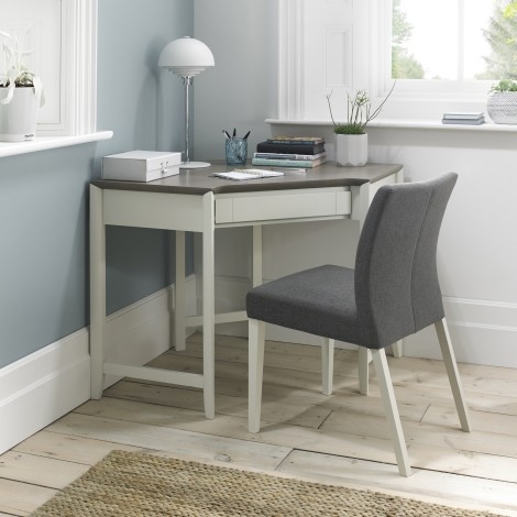 Bergen - Grey Washed Oak Top - 1 Drawer - Corner Desk Table - Soft Grey Pigment Frame