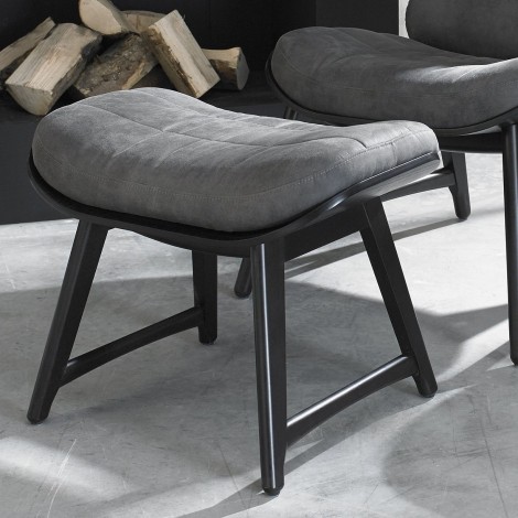Vintage Peppercorn Footstool - Dark Grey Fabric