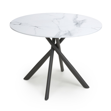 Avesta - White - Marble Effect - 100cm - Round Dining Table