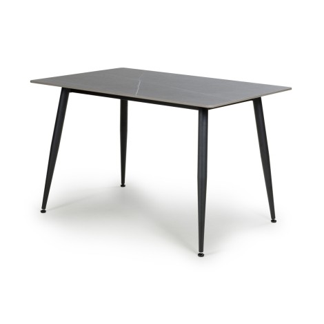 Monaco - Grey Granite Finish Top - 1.2m - Small Dining Table - Black Metal Legs