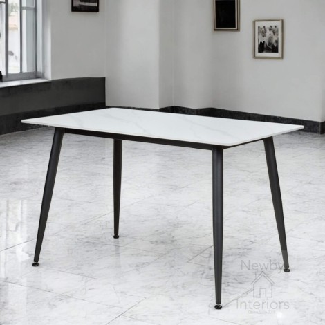 Monaco White Ceramic Marble Dining Table (120cm)