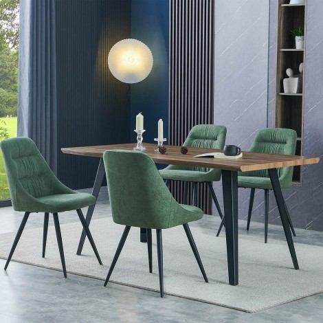 Nassau Dining Tabel & 4 Corinth Green Chairs (1.6m/160cm)