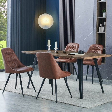 Nassau Dining Tabel & 4 Corinth Tan Chairs (1.6m/160cm)