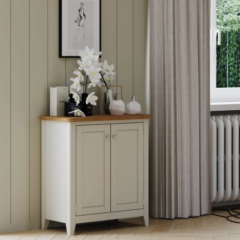 Arlena - Oak Top 2 Door Storage Cabinet - Grey Painted Finish