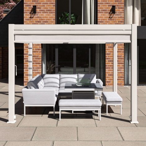 Como Pergola - Aluminium Square 30x30 with 4 Drop Sides - White