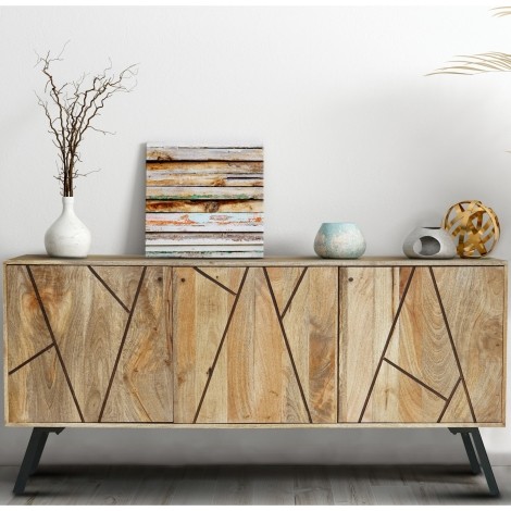 Amar - Mango - 3 Door Sideboard - Iron Base