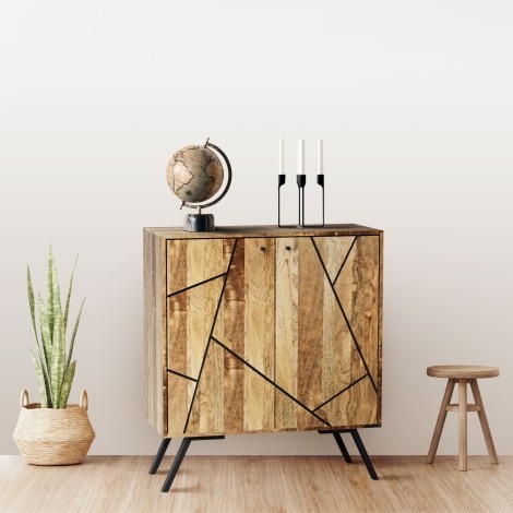 Amar Mango Wine Rack/ Bar - Iron Base