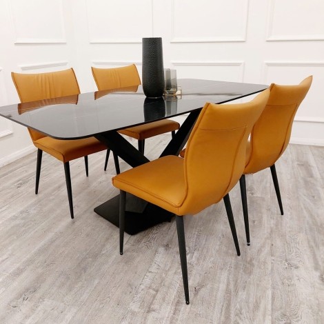 Apollo - Black - 160m - Sintered Stone - Stone Dining Table