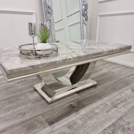 Arial Light Grey Marble Coffee Table