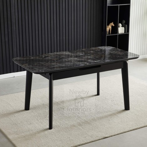 Arizona Black & Gold Ceramic Centre Extending Dining Table (130-160cm)