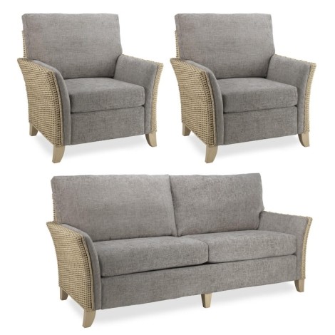Arlington Natural Wash, Cane 3 Seater Sofa & 2 Chairs