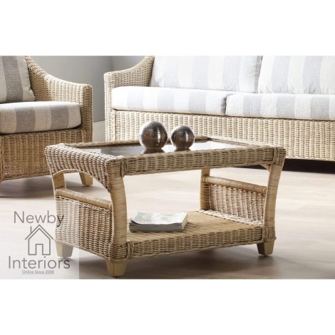 Arlington Coffee Table Natural Wash Rattan & Glass
