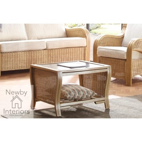 Opera Coffee Table Light Oak Rattan & Glass