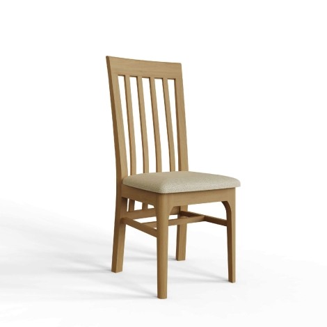 Arvid - Oak - Slatted Back Back Dining Chair - Padded Fabric Seat - (Pair)