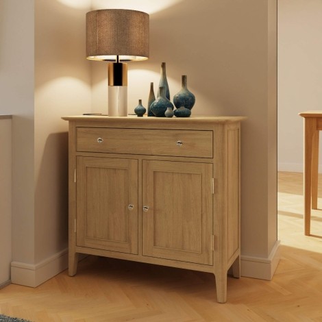 Arvid - Oak - Small Sideboard - 2 Doors & 1 Drawer with Internal Fixed Shelf - Contemporary Style 