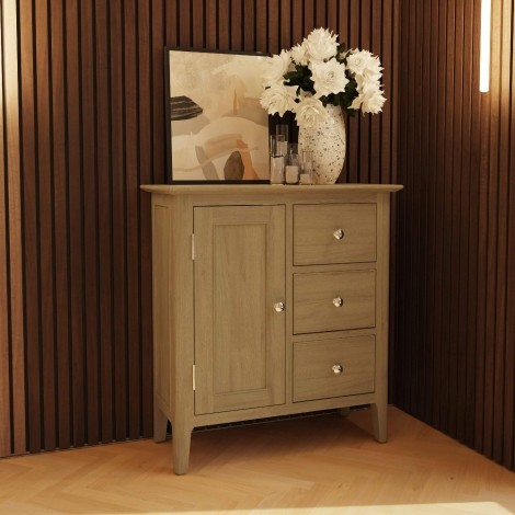 Arvid - Oak - Stroge Unit - 1 Door 3 Drawers - Contemporary Style