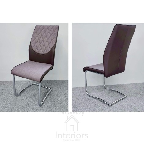 Atlantis Brown Fabric & PU Mix Dining Chair (Pair)