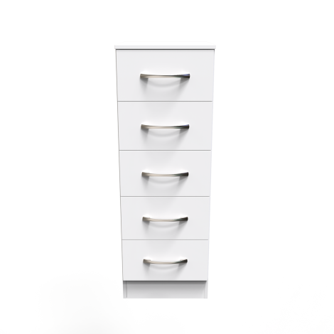 Avon - 5 Drawer - Chest - Tallboy - White Matt Finish