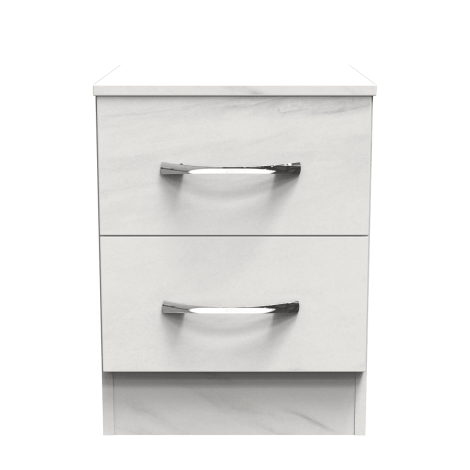 Avon - 2 Drawer - Bedside Cabinet - White Marble Effect