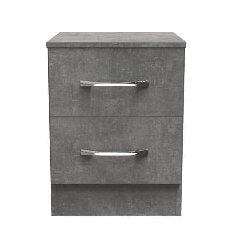 Avon - 2 Drawer - Bedside Cabinet - Pewter Grey Finish