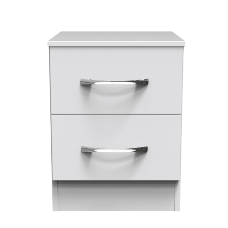 Avon - 2 Drawer - Bedside Cabinet - White Matt Finish