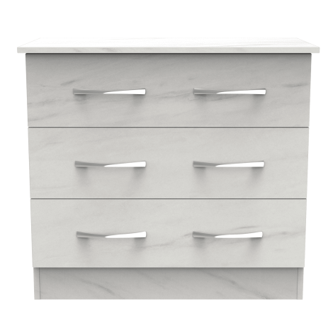 Avon - 3 Drawer - Wide Chest - White Marble Effect