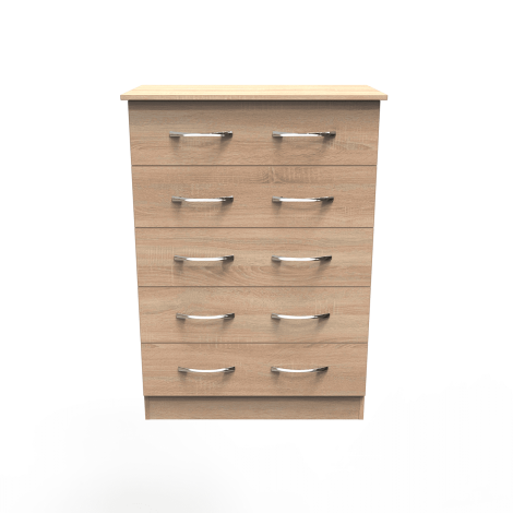 Avon - 5 Drawer - Wide Chest - Bardolino Oak Finish