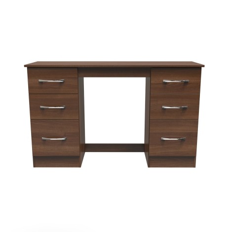 Avon - Kneehole - Double Pedestal Dressing Table / Vanity Table / Desk - Noche Walnut Finish