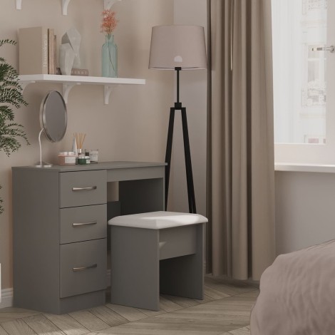 Avon - Single Pedestal Dressing Table / Vanity Table / Desk - Dusk Grey Effect