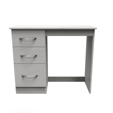 Avon - Single Pedestal Dressing Table / Vanity Table / Desk - White Marble Effect