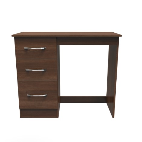 Avon - Single Pedestal Dressing Table / Vanity Table / Desk - Noche Walnut Finish