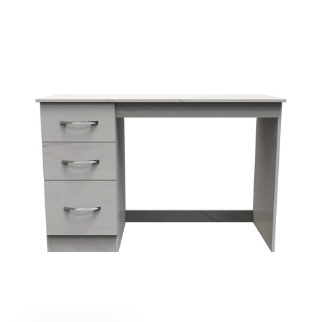 Avon - Single Pedestal Desk / Vanity Table - White Marble Effect