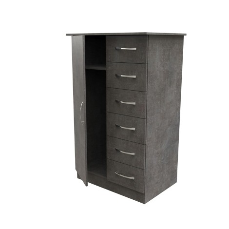 Avon - 1 Door 6 Drawer - Childs Robe - Pewter Grey Finish