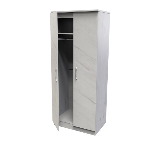 Avon - 2 Door - Double - Plain Wardrobe - White Marble Effect