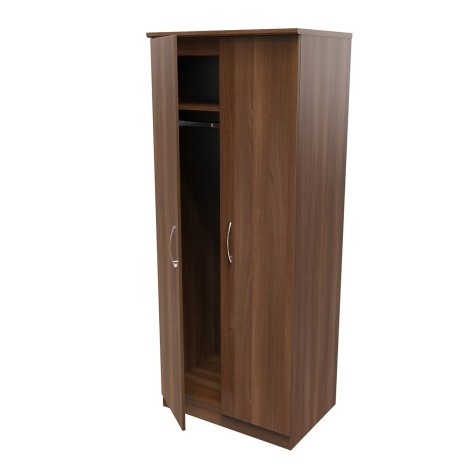 Avon - 2 Door - Tall - Double - Plain Wardrobe - Noche Walnut Finish