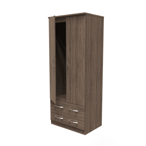 Avon - 2 Door 2 Drawer - Double - Plain Wardrobe - Darkolino Finish