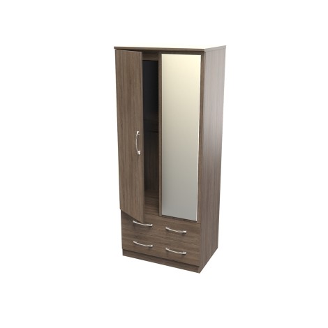 Avon - 2 Door 2 Drawer - Double - Mirrored Wardrobe - Darkolino Finish